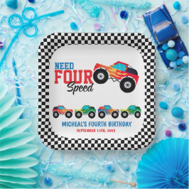 必要四速モンスタートラック誕生日 ペーパープレート