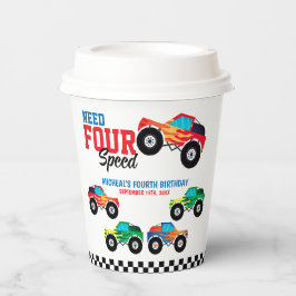必要四速モンスタートラック誕生日 紙コップ