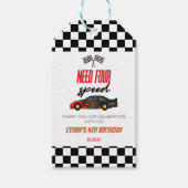 必要四速レッドレースカー4th誕生日パーティー ギフトタグ (正面)