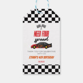 必要四速レッドレースカー4th誕生日パーティー ギフトタグ (裏面)