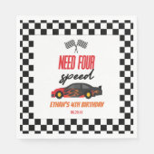 必要四速レッドレースカー4th誕生日パーティー スタンダードランチョンナプキン (正面)