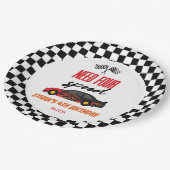 必要四速レッドレースカー4th誕生日パーティー ペーパープレート (アングル)