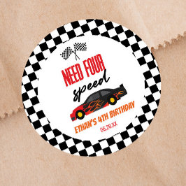 必要四速レッドレースカー4th誕生日パーティー ラウンドシール