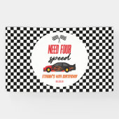 必要四速レッドレースカー4th誕生日パーティー 横断幕 (横)