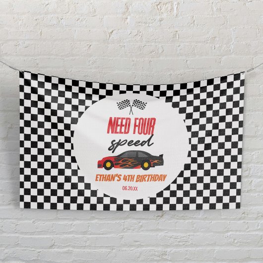 必要四速レッドレースカー4th誕生日パーティー 横断幕