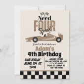 必要四速レースカーボーイ4th誕生日パーティー 招待状 (正面)