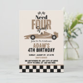 必要四速レースカーボーイ4th誕生日パーティー 招待状 (スタンド正面)