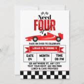 必要四速レースカーボーイ4th誕生日パーティー 招待状 (正面)