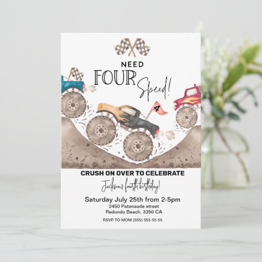 必要四速、モンスタートラック4th誕生日招待状 招待状 (スタンド正面)