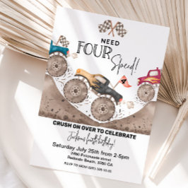 必要四速、モンスタートラック4th誕生日招待状 招待状