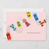 必要性4スピードモーターカーレーシングガール4誕生日 招待状 (裏面)