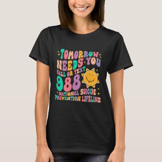 必要文字988国家自殺予防者に電話 Tシャツ (正面)
