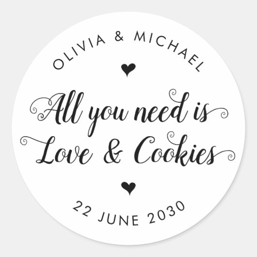 必要素朴なのはLove Cookie結婚式の引き出物 ラウンドシール (正面)