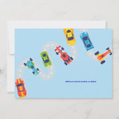 必要4スピードモーターカーレーシングボーイズ4誕生日 招待状 (裏面)