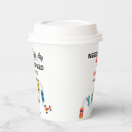 必要4スピードモーターカーレーシングボーイフォー誕生日 紙コップ (左)