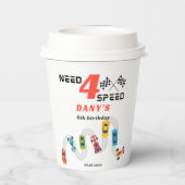 必要4スピードモーターカーレーシングボーイフォー誕生日 紙コップ (裏面)