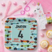 必要4速レーサー4番目の誕生日パーティー ペーパープレート (パーティー)