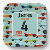 必要4速レーサー4番目の誕生日パーティー ペーパープレート (正面)
