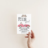 必要FOURスピードレッドレースカー4th誕生日 招待状