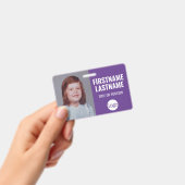 必須の従業員 ID 写真、バーコード、ロゴ、名前 バッジ (手持ち)