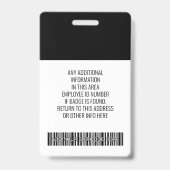 必須従業員 - 写真、バーコード、ロゴ、役職 バッジ (裏面)