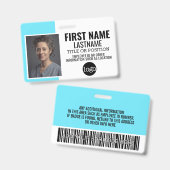 必須従業員ID写真、バーコード、ロゴ、名前 バッジ (表裏)