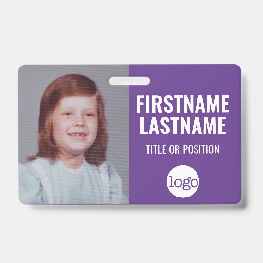 必須従業員ID写真、バーコード、ロゴ、名前 バッジ (正面)