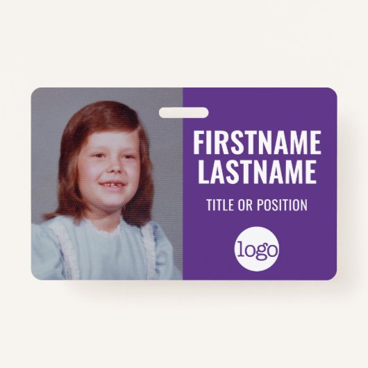 必須従業員ID写真、バーコード、ロゴ、名前 バッジ (正面)