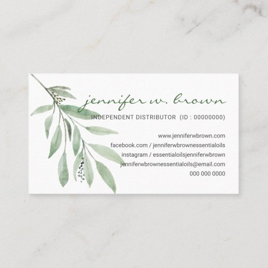 必須油カスタムロゴフローラの追加 名刺 (裏面)