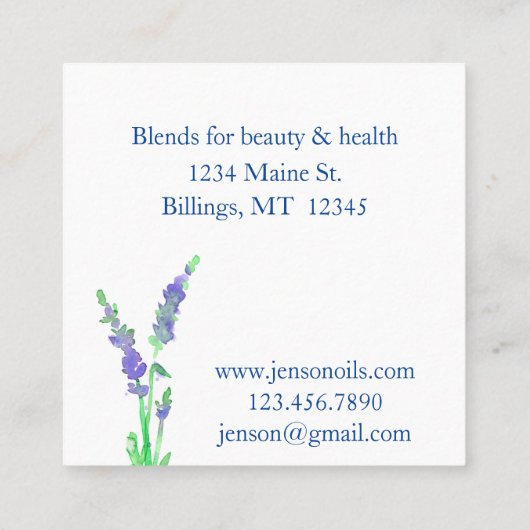 必須油認定アロマセラピストカスタム スクエア名刺 (裏面)