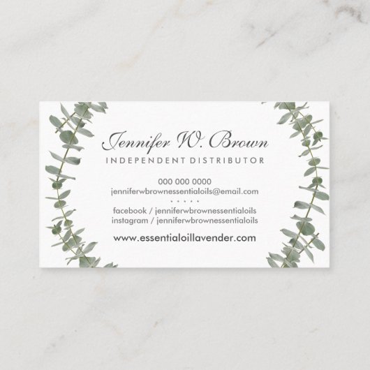 必須油eucalyptusフローラフレームサークル 名刺 (裏面)