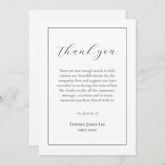 忌引エレガントサンキューカード サンキューカード (正面/裏面)