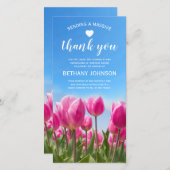 忌引 |ピンクのチューリップ葬儀 サンキューカード (正面/裏面)