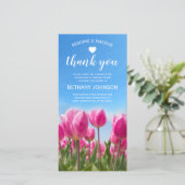 忌引 |ピンクのチューリップ葬儀 サンキューカード (スタンド正面)