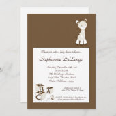 忍び笑いの落書きのキリンのベビーシャワーの招待状 招待状 (正面/裏面)