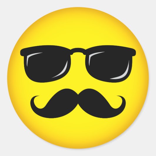 忍び込む黄色い口ひげステッカー ラウンドシール (正面)