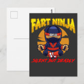 忍者おならユーモア空手 黙秘放屁ジョーク ポストカード (正面/裏面)