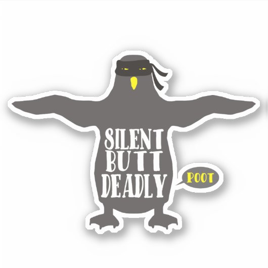 忍者おもしろいペンギンはファート静かが、致命的なステッカー シール (正面)