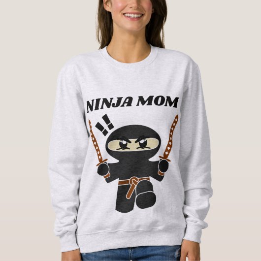 忍者おもしろいママTシャツ スウェットシャツ (正面)