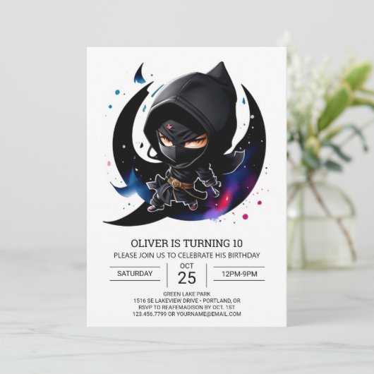 忍者お洒落ソードキッズ誕生日 招待状 (スタンド正面)