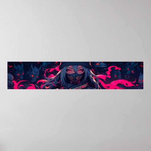 忍者と彼女の狼のアニメアート ポスター (正面)