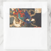 忍者と虎、芳年忍者ヒーロー&タイガー、芳年、浮世絵 長方形シール (バッグ)