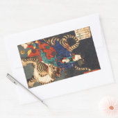 忍者と虎、芳年忍者ヒーロー&タイガー、芳年、浮世絵 長方形シール (封筒)