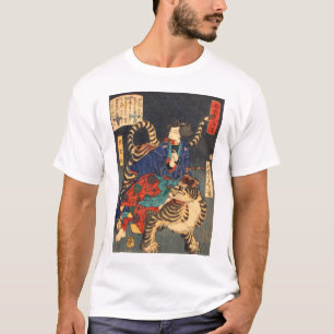 忍者と虎、芳年忍者ヒーロー&タイガー、芳年、浮世絵 Tシャツ