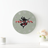 忍者のシルエット ラージ壁時計 (ホーム)