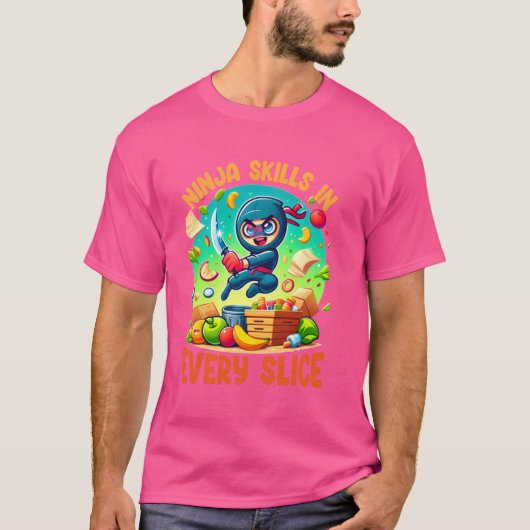 忍者のスキルすべてのスライスウォリアーおもしろい Tシャツ (正面)