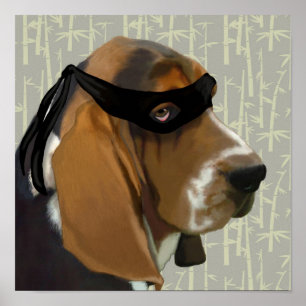 忍者のバセットハウンド犬 ポスター
