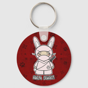 忍者のバニー! 赤いKeychain キーホルダー