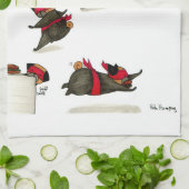 忍者のパグの軽食の攻撃! キッチンタオル (折り畳み)