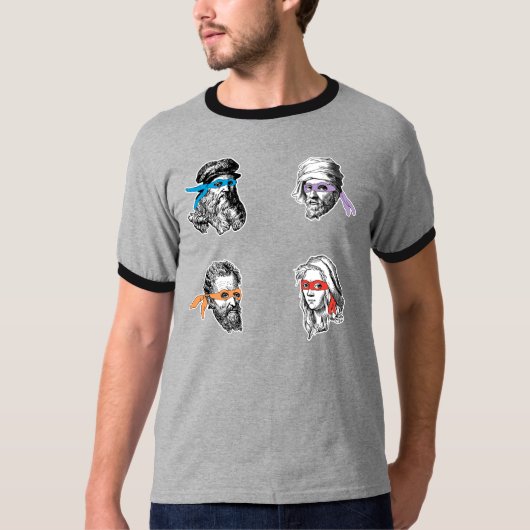 忍者のレオナルドDonatello Raphael Michelagelo Tシャツ (正面)